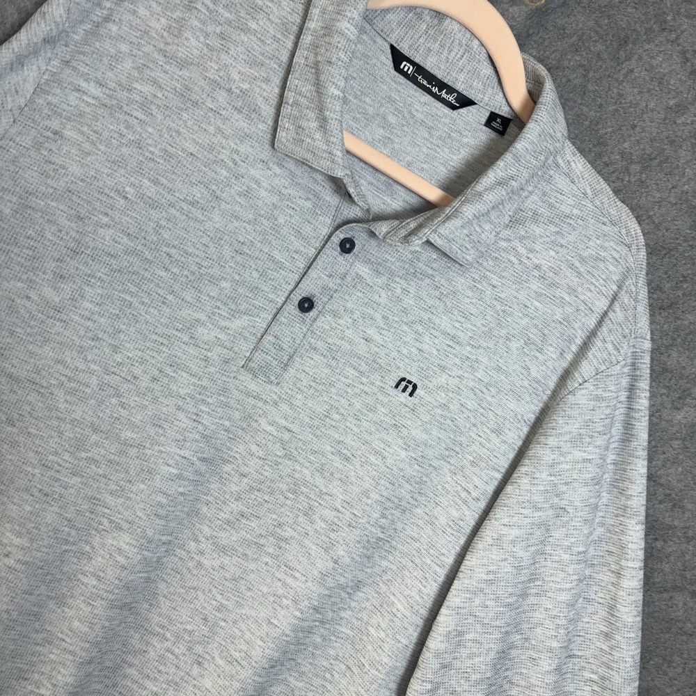 Travis Mathew Wool Blend Polo Shirt Mens XL Gray Textured Lightweight‎ Logo